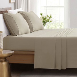 IR Imperial Rooms Full Size Sheet Sets - 4 Piece Luxury Hotel Bedding Sheets & Pillowcases Soft Microfiber Cooling Bed Sheets Set Deep Pocket up to 16 inch Shrinkage and Fade Resistant (Full, Beige)