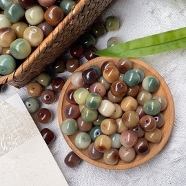 qbodp 100 Pcs 12mm Mixed Beads for Jewelry Making, Bodhi Root Beads for Bracelets Making, Crafts Beaded Decorations Accessories