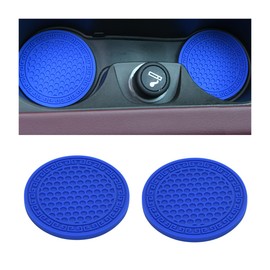 JNNJ Pack of 2 Honeycomb Pattern Car Coasters, Car Coasters Made of PVC Plastic for Travel, Insert Coasters Slip Inner Cup Vehicle Accessories Mats Honeycomb (Blue)
