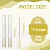 100 Pack 19 Gauge 1.5 Inch Needle, Disposable Luer Lock