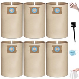 DXVA19-4101 Vacuum Bags for DeWalt 6-10 Gallon Wet/Dry Vacuums - Fits DXV06P, DXV09P, DXV10P Models | High-Efficiency Disposable Filter Bags, 6 Vacuum Bags + Brush