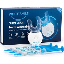 WHITE SMILE Kit de blanqueamiento dental, sistema de luz LED, peróxido de carbamida al 35%, 3 jeringas de gel, tratamiento de 10 minutos, fórmula no sensible