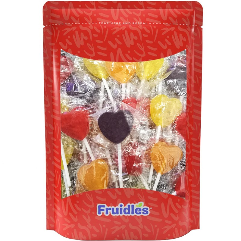Fruidles Lollipops Heart Shaped Flavored Delicious Lollipop, Individually Wrapped, 12g