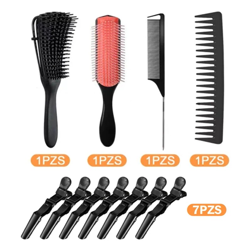 11 Piezas Cepillo De Peluquera Peine De Masaje Set