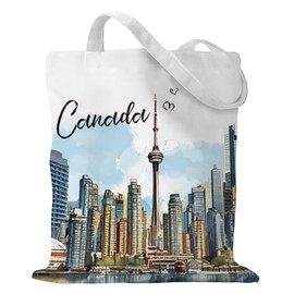 Canada Travel Gifts Tote Bag - Vintage Canada Souvenir Tote Bags Reusable City Themed Vacation Gifts for Women Trip Lover Shopping Grocery Books Reader Birthday