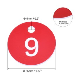sourcing map Round 1-100 Number Tag Key Tag Acrylic Engraved Red ID Tag for Decoration, Pack of 100