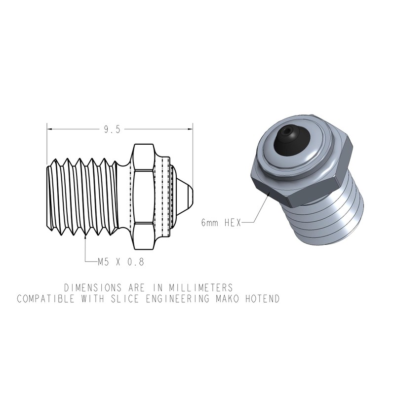 Diamondback Nozzles – MAKO/FIN Compatible – Polycrystalline Solid Diamond Tip