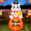 5FT Thanksgiving Inflatables Outdoor Decoration Inflatable Cat Sits on Pumpkin,