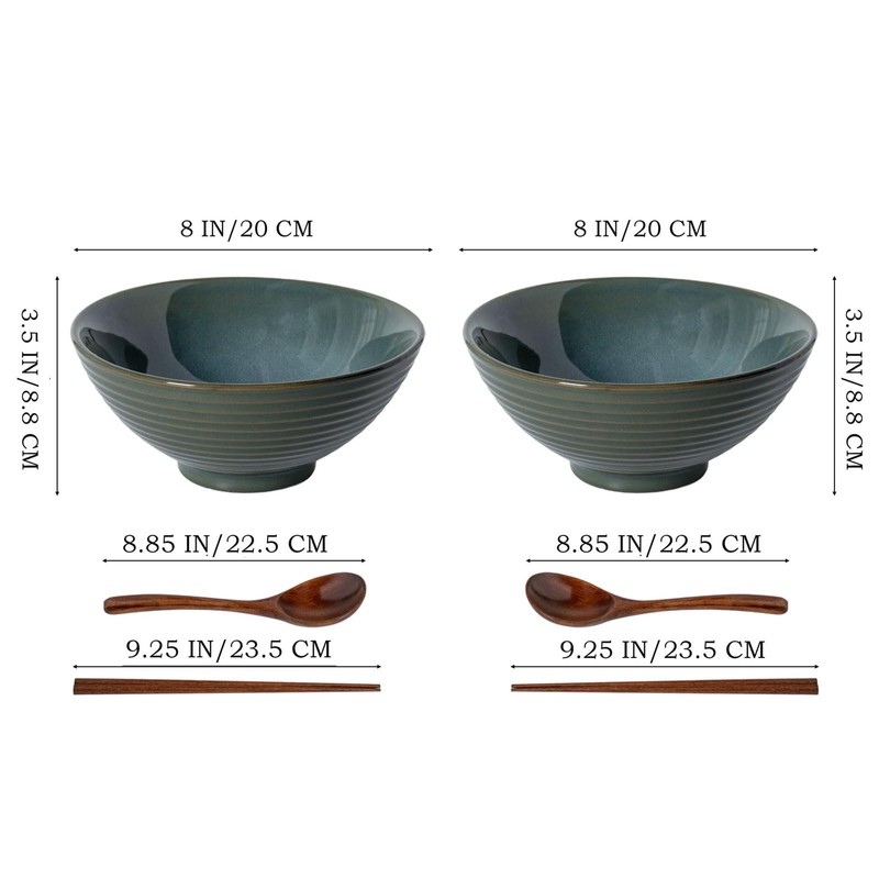 Ceraozmus 2X Ceramic Ramen Bowls - 40 oz - 20cm