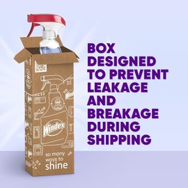 Windex Glass and Window Cleaner Spray Bottle, Ammonia Free, Packaging Designed to Prevent Leakage and Breaking, Crystal Rain Scent, 32 Fl Oz