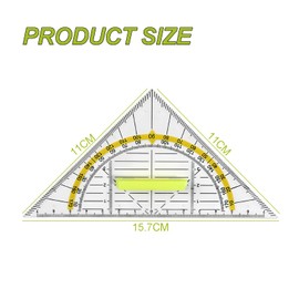 Set of 4 Drawing Triangle Protractor and Geo Triangle Set with Handle Primary School, Portable and Flexible Set Square for School and Primary School with Handle