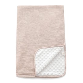 Sea Zaela - Manta para bebé unisex para niños y niñas, mantas de visón con forro polar de algodón de muselina con puntos en la parte delantera y forro polar de doble capa, color liso, color caqui