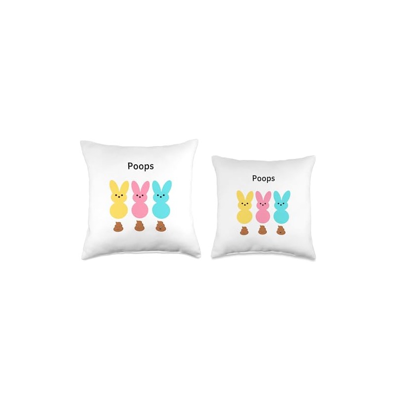 Colorful Marshmallow Bunny Poops Throw Pillow