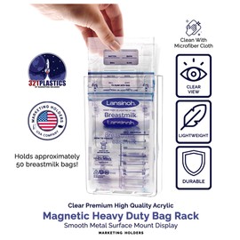 4 Pack Magnetic Brochure Bin for 4 Inch Wide Pamphlets Metal Surface Mount Menus Maps and Rack Cards Take One Clear Plastic Holder for Restaurants and Theme Parks by Marketing Holders