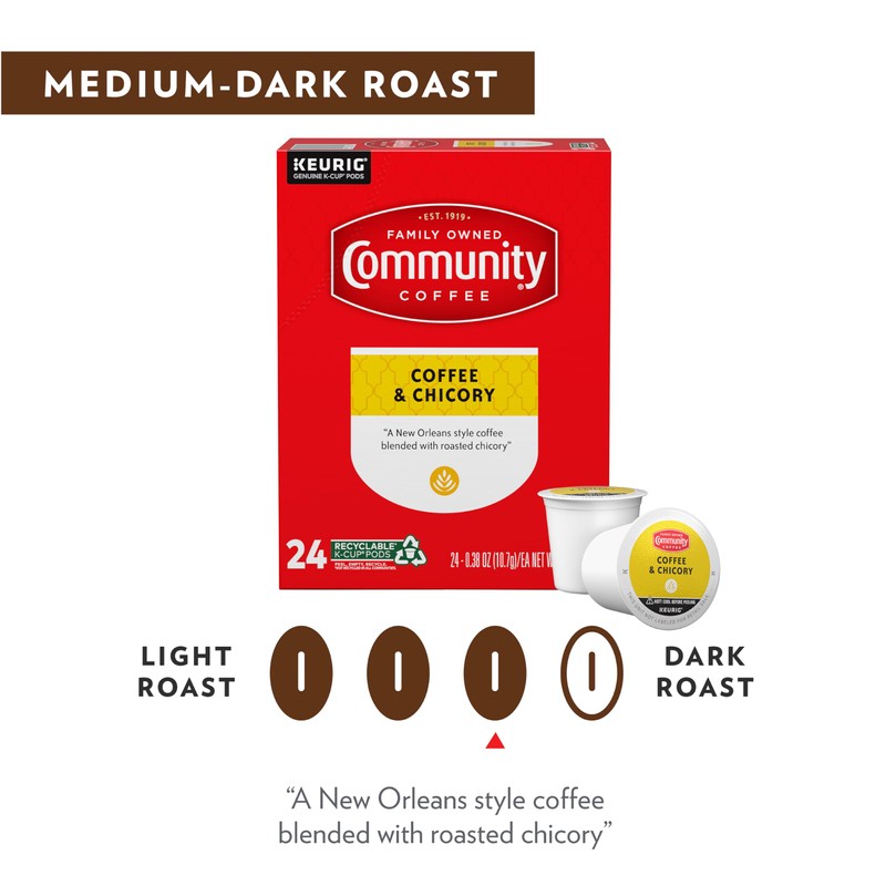 Community Coffee Coffee & Chicory 12 Count Coffee Pods, Medium-Dark