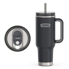 THERMOS Stainless Steel Cup Holder Mug - 40 Ounce, Granite - Insulated Tumbler with Lid and Straw, Plus Leak-Resistant Slide Lock