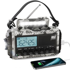 Raynic Solar Radio, 12000mAh/44400mWh Battery Operated Weather Radio, Hand Crank Emergency Radio with AM/FM/SW/NOAA Alert, Cell Phone Charger, Type-C Charging, Flashlight and SOS Siren