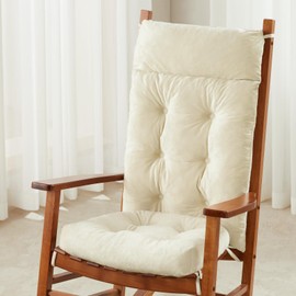 WEOAVRY Rocking Chair Cushions Indoor & Outdoor, Patio Glider Rocking Chair Cushions Set with Ties, Use on Porch, Nursery & High-Back Wooden Rocker