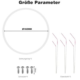 3 Piece Repair Kit Pump Pot Dishwasher Compatible with Bosch Siemens Pump Pot Seal Repair Kit Pump Pot for Dishwashers - 182 mm Diameter Like 12005744