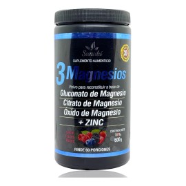 3 Magnesios Gluconato Citrato Oxido 600 G Frutos Rojos Sanab