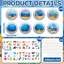 party greeting 16 Pack Sea Animal Scene Stickers Art Craft for Kids Ocean Animal Cardboard with Sea Life Stickers Ocean DIY Ornaments Gift for Under The Sea School Home Classroom Game Activities