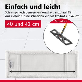 Thometzki Microfibre Mop 40 cm White Replacement for Mop Folding Holder Mop Cover for Sealing Cleaning Flooring such as Laminate Floorboards, Tile Feudel, Floor Mop Replacement Cover (2)