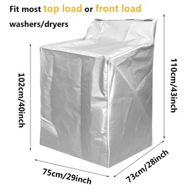 2Pack Washer and Dryer Covers, Portable Washer Cover with Zipper Design Dustproof & Waterproof & Anti-UV Laundry Covers, Washing Machine Cover Fit for Most Top Load Machine(Silver)