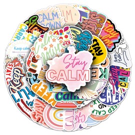 Keep Calm Stickers for Laptop (50 PCS),Gift for Children Teens Adults Girl Boys,Waterproof Stickers for Water Bottle,Inspirational Stickers for Scrapbook,Skateboard,Bike,Phone,Dairy