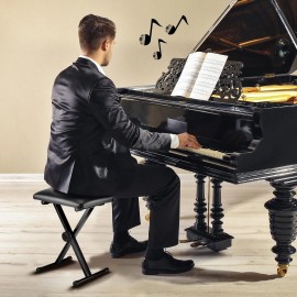 CE Compass Piano Keyboard Bench Foldable X-Style Padded Stool Chair Seat Cushion Adjustable
