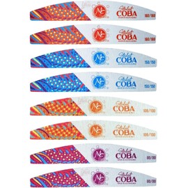 Limas para Uñas Acrílicas Studex COBA, Set de 8 Piezas, Granos 80/80, 100/100, 150/150, 180/180, Diseño Colorido con Puntos y Rayas