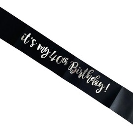 Happium Birthday Sash It's My 40th Birthday Satin Sash for Birthday Sash Happy Birthday Decoration Party Sash Satin Black