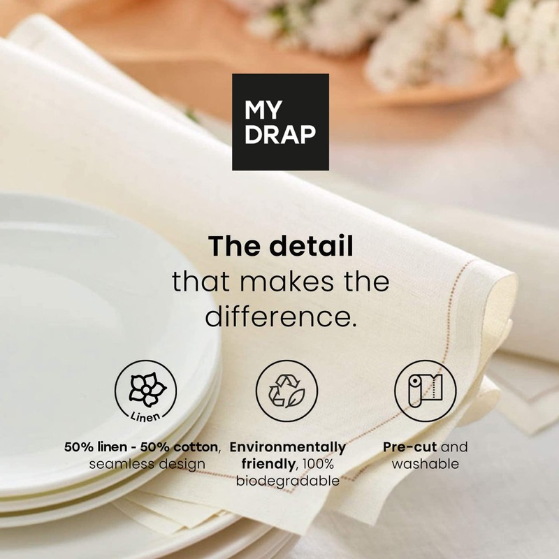 MYdrap Linen Cocktail Napkin, 4.5 x 4.5-Inch, 50-Units Per Roll,