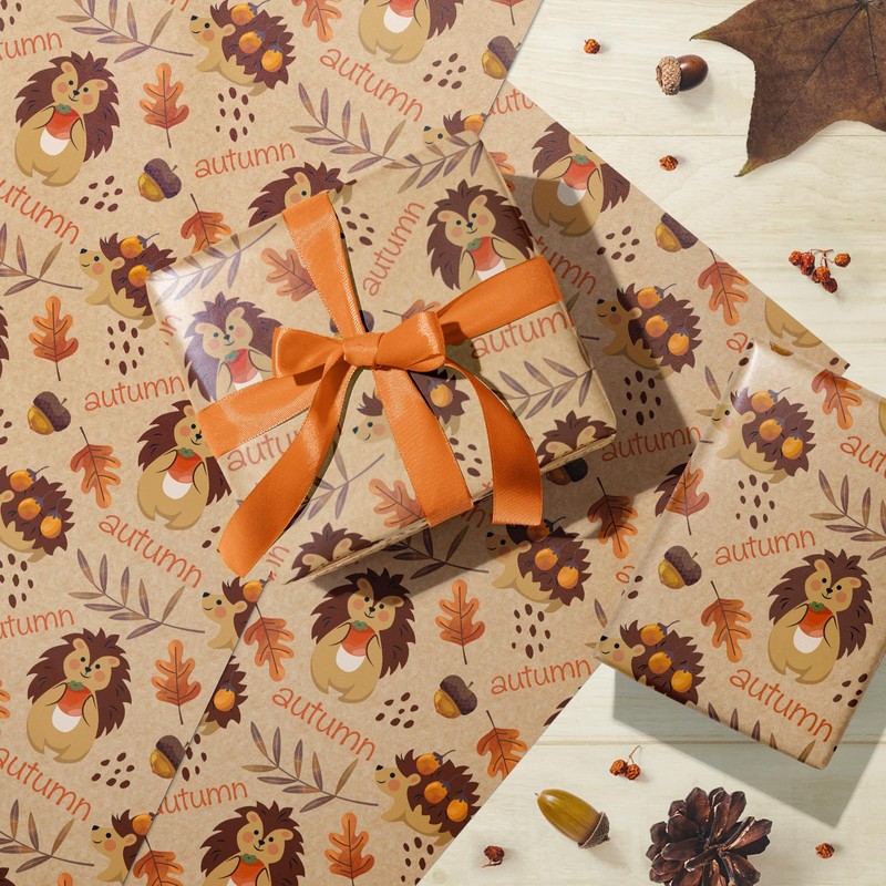 WRAPAHOLIC Kraft Autumn Wrapping Paper - Mini Roll - 17