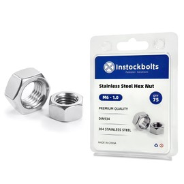 Instockbolts Hex Nuts, M6-1.0 Stainless Steel 304 (18-8) Hex Nut, 70pcs