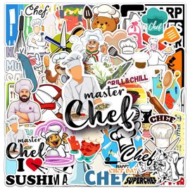 50PCS Chefs Sticker for Adults Teens Cooking Enthusiasts and Restaurant Staff,Waterproof Decals for Laptop Water Bottle Kitchen Car Helmet Guitar Scrapbook Notebook Snowboard Computer Luggage