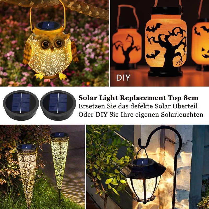Ddlisu 2-Pack Solar Light Replacement Top, Replacement Solar Light Parts