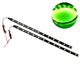 SOCAL-LED LIGHTING 2x 30cm 12" Tiras LED flexibles verdes de alta potencia brillante 5050 12 SMD DRL para automóvil debajo del tablero Luz decorativa, impermeable, cortable