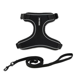 Voyager Escape Proof Cat Harness and Leash Set with Reflective Stitching, Neoprene Handle 5ft - Supports Small, Medium and Large Cats, Kittens for Walking by Best Pet Supplies - Black, XXS