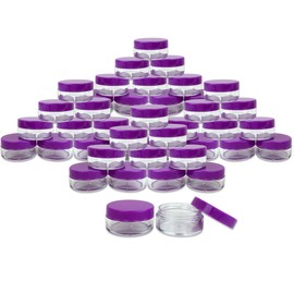 (Quantity: 600 Pieces) Beauticom 10G/10ML Round Clear Jars with Purple Lids for Lotion, Creams, Toners, Lip Balms, Makeup Samples - BPA Free