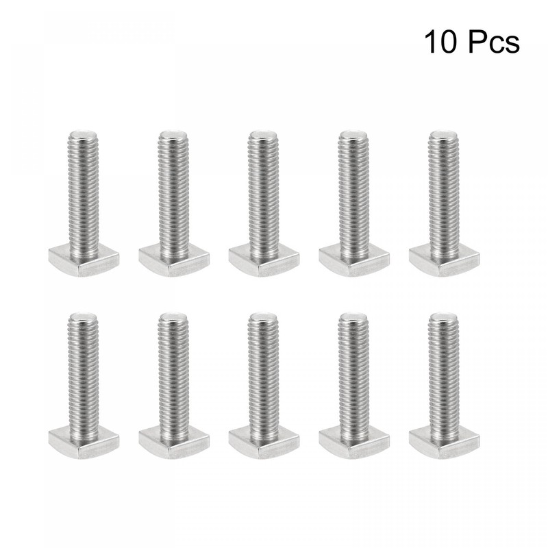 sourcing map Square Head Bolt, 10pcs M6x25mm Fully Thread 304
