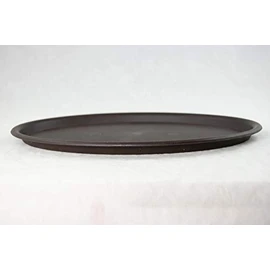 Yubonzai Oval Brown Plastic Humidity/Drip Tray for Bonsai Tree and House Indoor Plants from 9" to 21" (15.75"x 11"x 0.75" / 14"x 9.5"x 0.5")