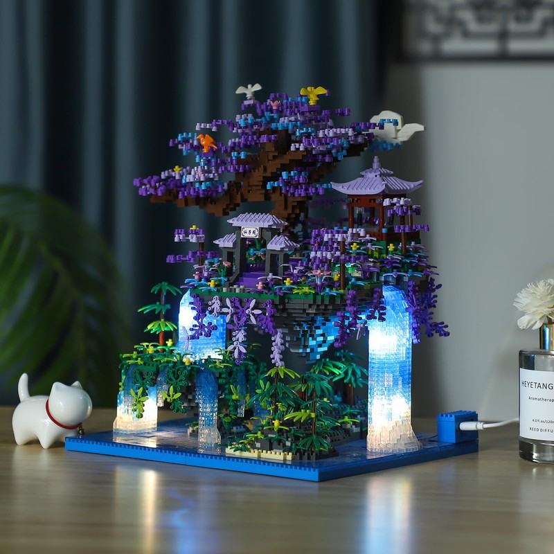 NEWABWN Chinese Moon Palace Pavilion Building Blocks Set - Micro