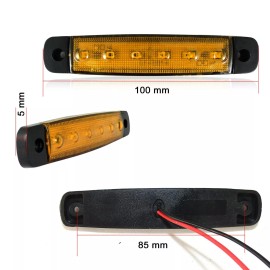 10 pcs ORANGE AMBER 24V 6 LED Side Marker Indicator Lights Truck Trailer Bus E13