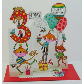 Rachel Ellen 3 Today Monkey Birthday Card