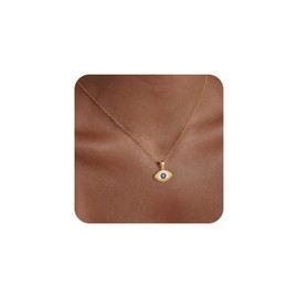 Evil Eye Necklace for Women - 14K Gold Plated Stainless Steel with Enamel Detailing & Boho Charms | Adjustable 18"-20" Chain | ValentinesDay Gifts for Her, Anniversary, Birthday Gifts for Women (Style 3)