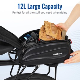 WILDKEN Bike Rack Bag for Ebike Bicycle, 12L Waterproof Reflective Rear Bike Rack Bags Bicycle Electric Bike Trunk Bag, Cycling Storage Saddle Bag with Shoulder Strap for Commuter Travel Outdoor