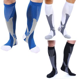 feifanshop 3 Pairs of Compression Stockings Trombosis Socks Compression Socks Sports Compression Stockings Support Stockings Travel Socks Women Men, multicoloured
