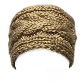 Wrapables Winter Warm Thick Cable Knit Headband, Khaki