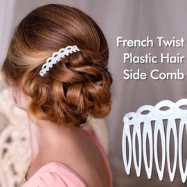 Cinaci 30 Pieces Clear White French Twist Water Wave Plastic Hair Side Combs Slides with 11 Teeth Wedding Brides Veil Combs Hair Accessories for Women Girls