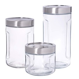 Anchor Hocking 3 Piece Gripper Jar Set with Stainless Steel SecureLock Lid, Perfect for Pantry Organization